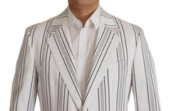 Dolce & Gabbana White Stripes Cotton Single Breasted Blazer -   -  Dolce & Gabbana.