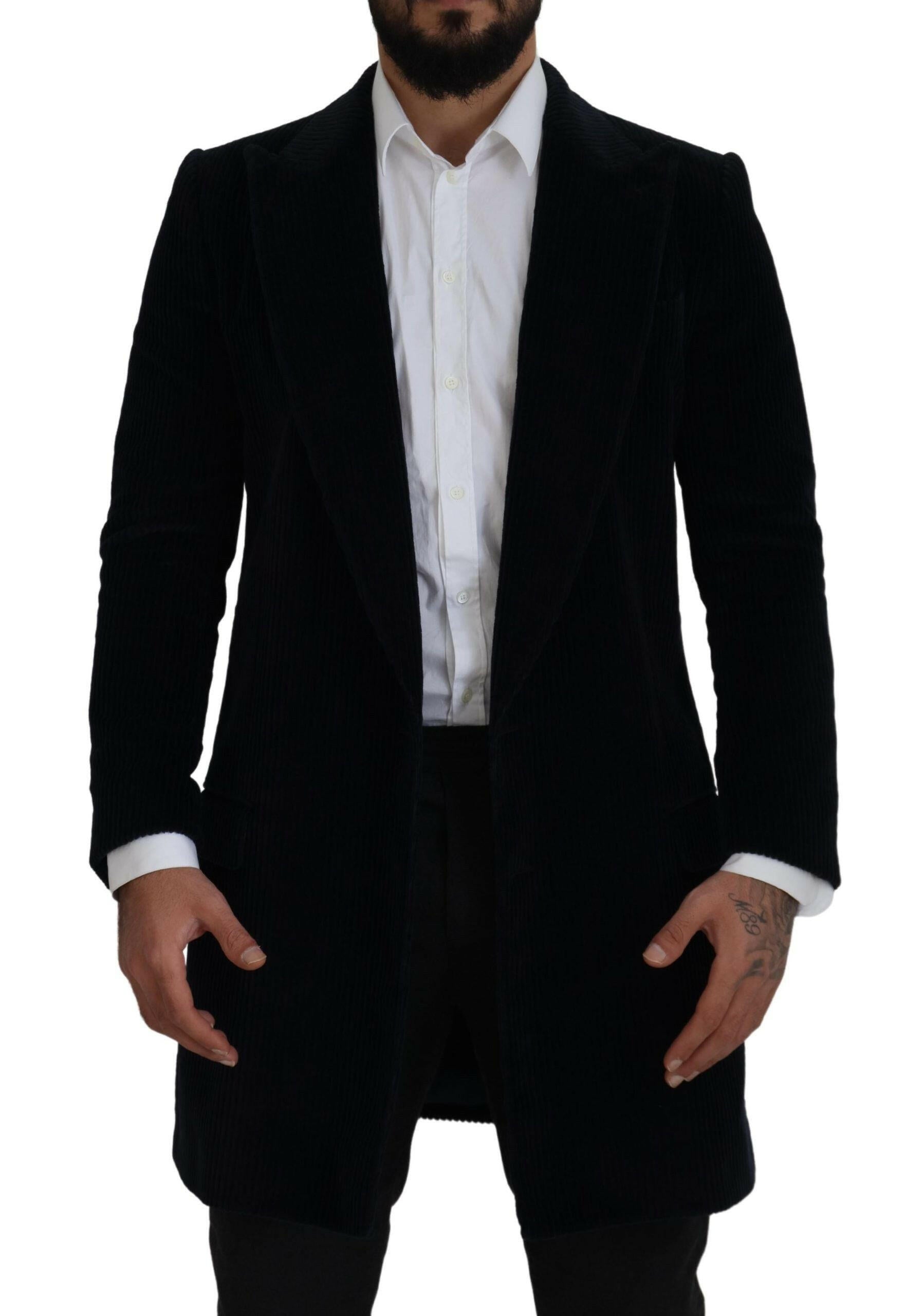 Dolce & Gabbana Black Cotton Cardigan Long Coat Men Jacket -   -  Dolce & Gabbana.