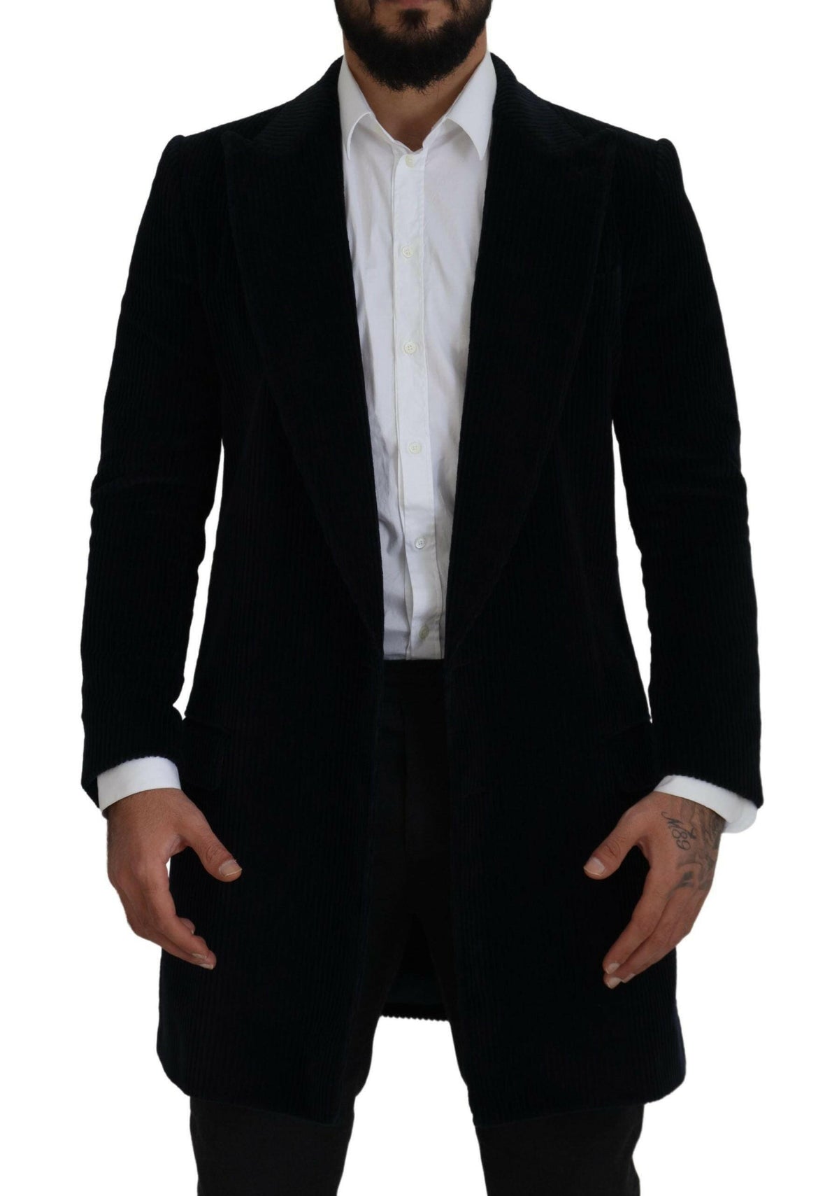 Dolce & Gabbana Black Cotton Cardigan Long Coat Men Jacket -   -  Dolce & Gabbana.