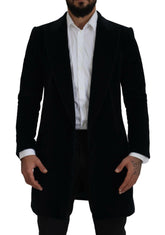 Dolce & Gabbana Black Cotton Cardigan Long Coat Men Jacket -   -  Dolce & Gabbana.