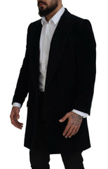 Dolce & Gabbana Black Cotton Cardigan Long Coat Men Jacket -   -  Dolce & Gabbana.