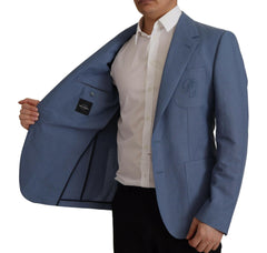 Dolce & Gabbana Blue Single Breasted Logo Blazer Jacket -   -  Dolce & Gabbana.