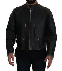 Dolce & Gabbana Black Leather Zipper Biker Coat Jacket -   -  Dolce & Gabbana.