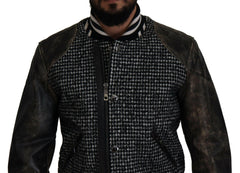 Dolce & Gabbana Black Houndstooth Polyester Bomber Jacket -   -  Dolce & Gabbana.
