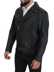 Dolce & Gabbana Black Leather Biker Coat Zipper Jacket -   -  Dolce & Gabbana.