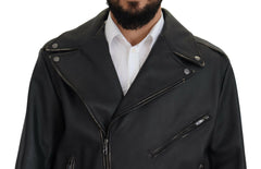 Dolce & Gabbana Black Leather Biker Coat Zipper Jacket -   -  Dolce & Gabbana.