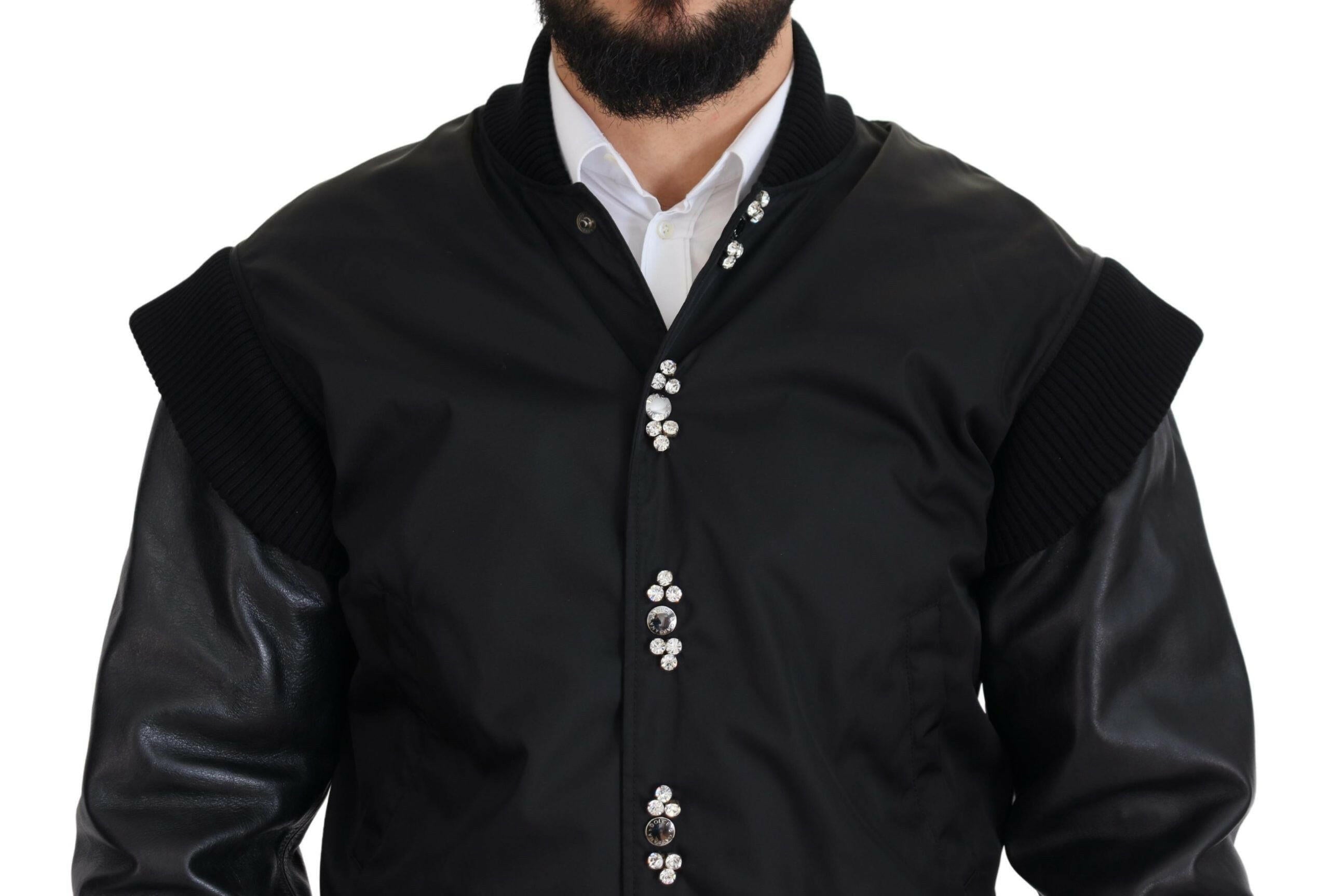 Dolce & Gabbana Black Nylon Crystals Coat Buttons Jacket -   -  Dolce & Gabbana. Dolce & Gabbana Black Nylon Crystals Coat Buttons Jacket -   -  Dolce & Gabbana.