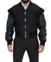 Dolce & Gabbana Black Nylon Crystals Coat Buttons Jacket -   -  Dolce & Gabbana.