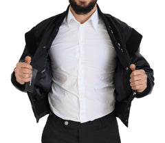 Dolce & Gabbana Black Nylon Crystals Coat Buttons Jacket -   -  Dolce & Gabbana.