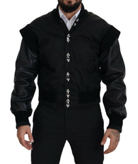 Dolce & Gabbana Black Nylon Crystals Coat Buttons Jacket -   -  Dolce & Gabbana.
