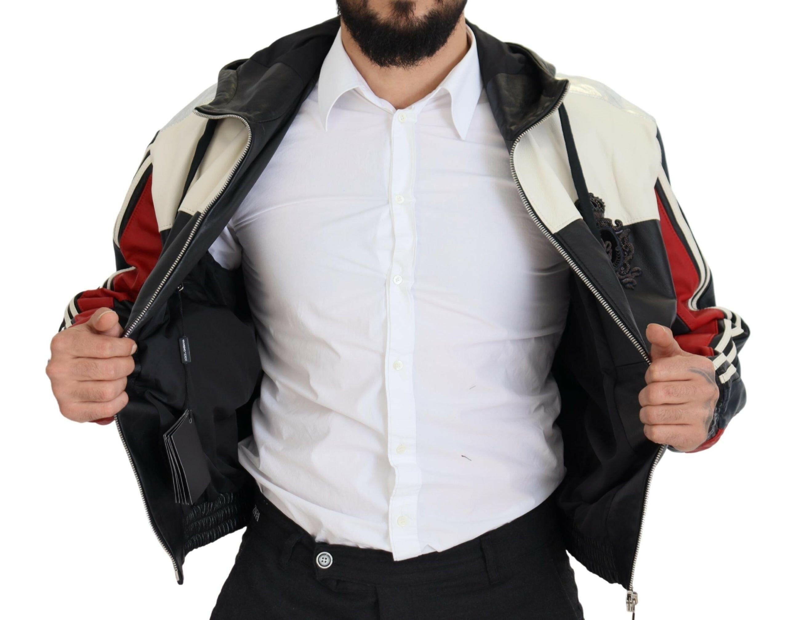 Dolce & Gabbana Black Leather Hooded Blouson Coat Jacket -   -  Dolce & Gabbana. Dolce & Gabbana Black Leather Hooded Blouson Coat Jacket -   -  Dolce & Gabbana.