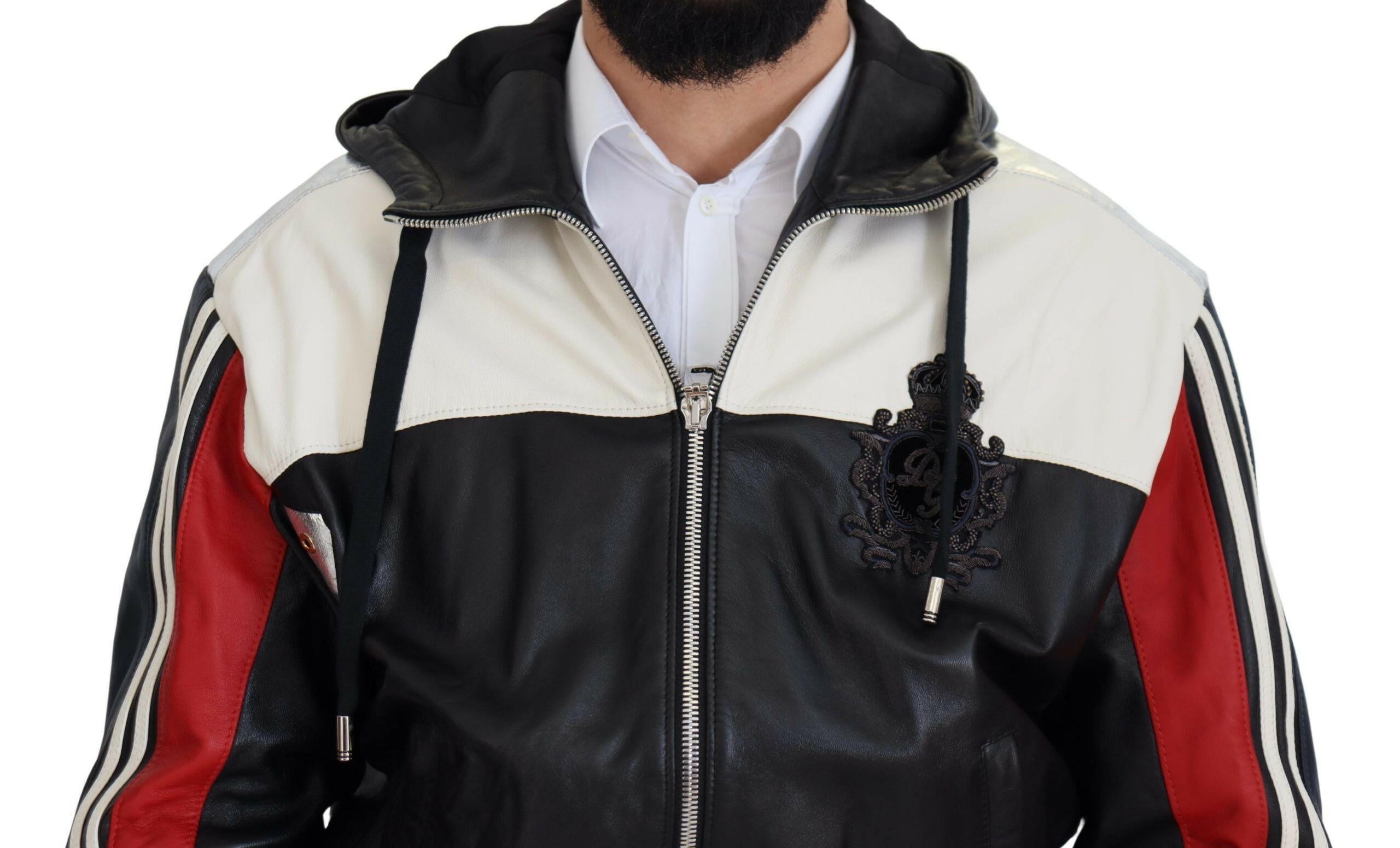 Dolce & Gabbana Black Leather Hooded Blouson Coat Jacket -   -  Dolce & Gabbana. Dolce & Gabbana Black Leather Hooded Blouson Coat Jacket -   -  Dolce & Gabbana.