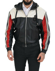 Dolce & Gabbana Black Leather Hooded Blouson Coat Jacket -   -  Dolce & Gabbana.