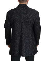 Dolce & Gabbana Black Wool Double Breasted Coat Men Jacket -   -  Dolce & Gabbana.
