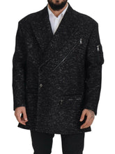 Dolce & Gabbana Black Wool Double Breasted Coat Men Jacket -   -  Dolce & Gabbana.