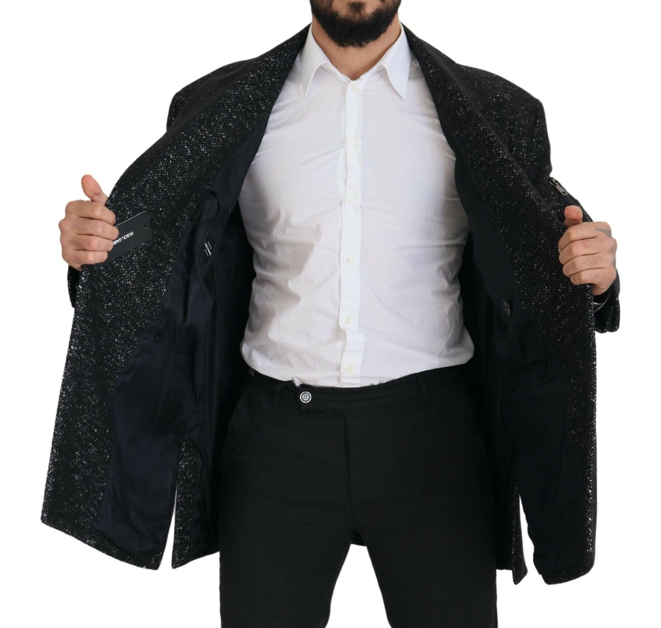 Dolce & Gabbana Black Wool Double Breasted Coat Men Jacket -   -  Dolce & Gabbana. Dolce & Gabbana Black Wool Double Breasted Coat Men Jacket -   -  Dolce & Gabbana.