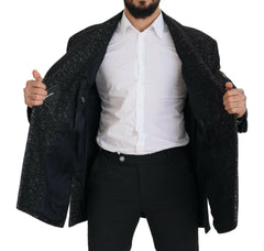 Dolce & Gabbana Black Wool Double Breasted Coat Men Jacket -   -  Dolce & Gabbana.