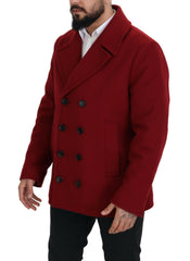 Dolce & Gabbana Red Wool Double Breasted Coat Jacket -   -  Dolce & Gabbana.