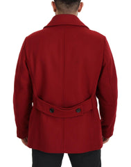 Dolce & Gabbana Red Wool Double Breasted Coat Jacket -   -  Dolce & Gabbana.
