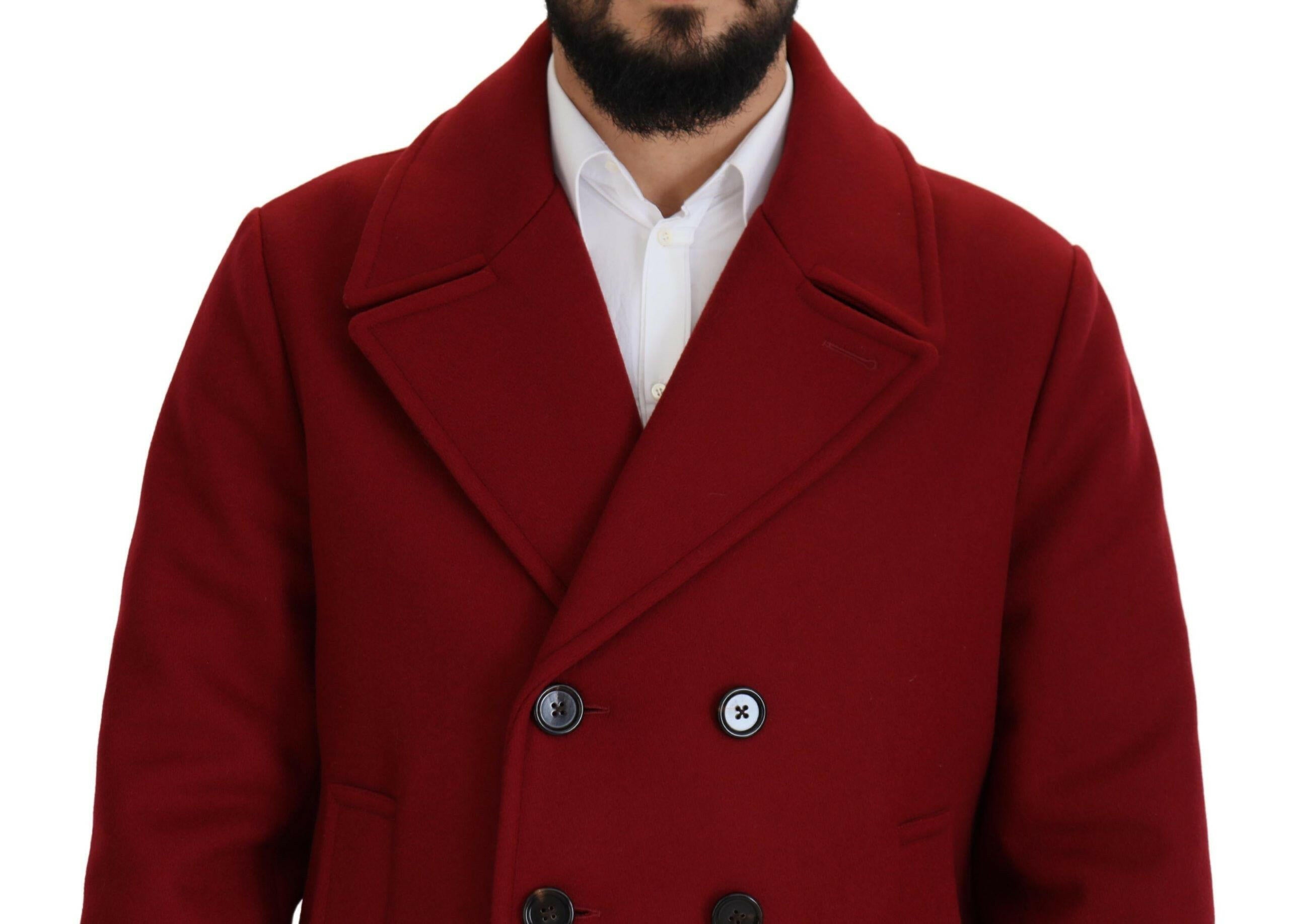 Dolce & Gabbana Red Wool Double Breasted Coat Jacket -   -  Dolce & Gabbana. Dolce & Gabbana Red Wool Double Breasted Coat Jacket -   -  Dolce & Gabbana.