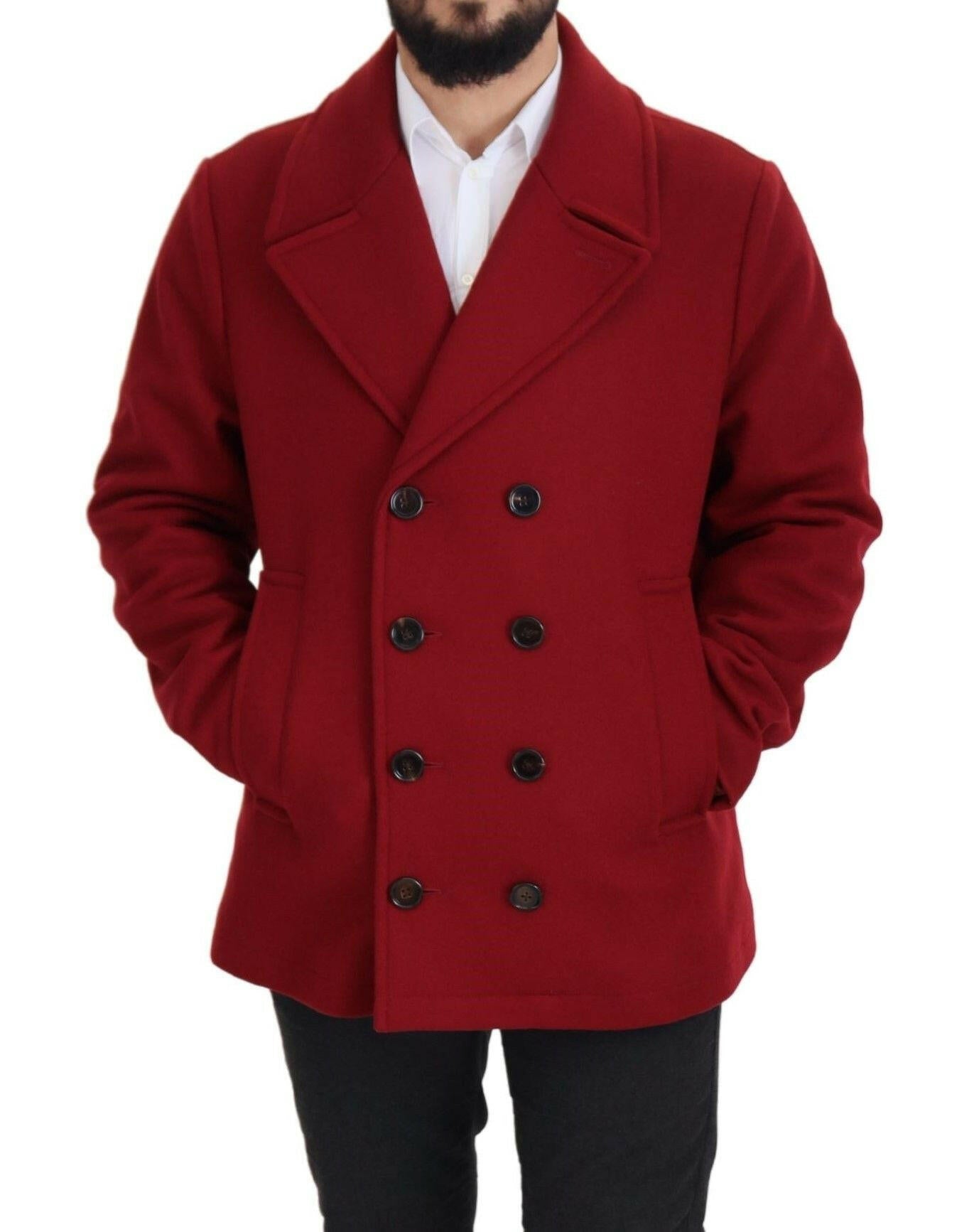 Dolce & Gabbana Red Wool Double Breasted Coat Jacket -   -  Dolce & Gabbana. Dolce & Gabbana Red Wool Double Breasted Coat Jacket -   -  Dolce & Gabbana.