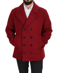 Dolce & Gabbana Red Wool Double Breasted Coat Jacket -   -  Dolce & Gabbana.