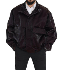 Dolce & Gabbana Bordeaux Nylon Collared Men Coat Jacket -   -  Dolce & Gabbana.