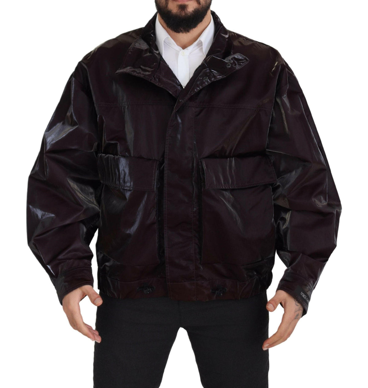 Dolce & Gabbana Bordeaux Nylon Collared Men Coat Jacket -   -  Dolce & Gabbana.