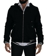 Dolce & Gabbana Black Polyester Hooded Full Zip Jacket -   -  Dolce & Gabbana.