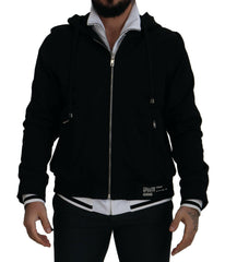 Dolce & Gabbana Black Polyester Hooded Full Zip Jacket -   -  Dolce & Gabbana.