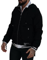 Dolce & Gabbana Black Polyester Hooded Full Zip Jacket -   -  Dolce & Gabbana.