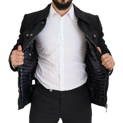 Dolce & Gabbana Black Wool Collared Full Zip Jacket -   -  Dolce & Gabbana.