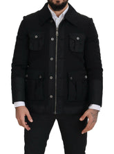 Dolce & Gabbana Black Wool Collared Full Zip Jacket -   -  Dolce & Gabbana.