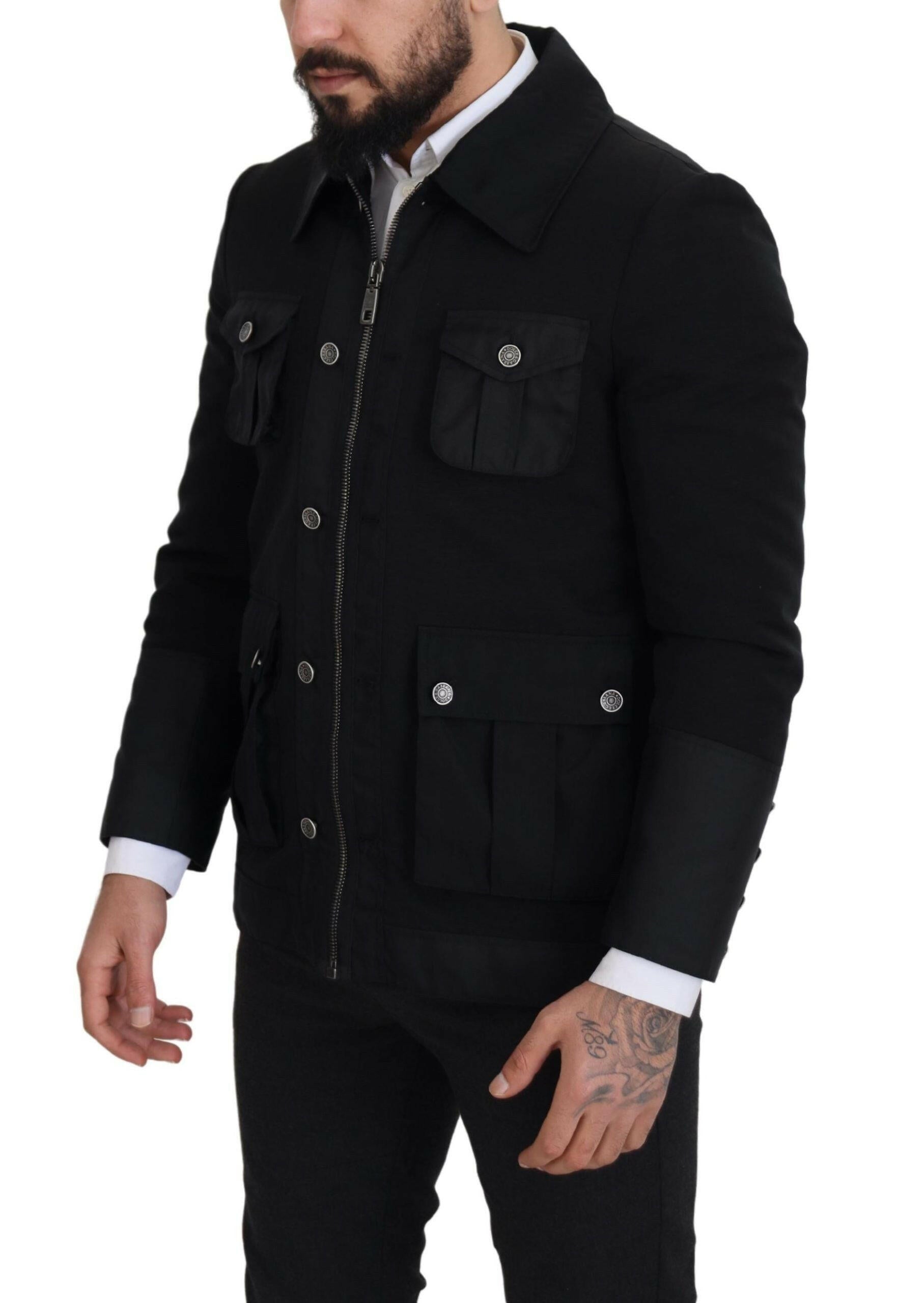 Dolce & Gabbana Black Wool Collared Full Zip Jacket -   -  Dolce & Gabbana. Dolce & Gabbana Black Wool Collared Full Zip Jacket -   -  Dolce & Gabbana.