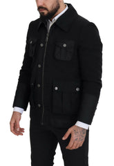 Dolce & Gabbana Black Wool Collared Full Zip Jacket -   -  Dolce & Gabbana.