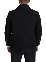 Dolce & Gabbana Black Wool Collared Full Zip Jacket -   -  Dolce & Gabbana.