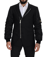 Dolce & Gabbana Black Wool Full Zip Long Sleeves Jacket -   -  Dolce & Gabbana.