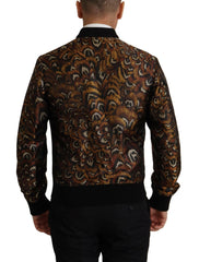 Dolce & Gabbana Brown Feather Full Zip Blouson Jacket -   -  Dolce & Gabbana.