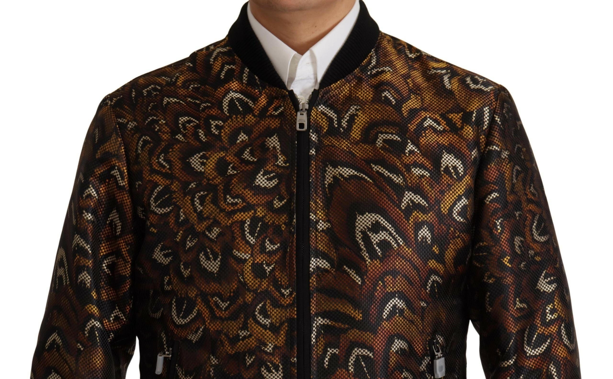 Dolce & Gabbana Brown Feather Full Zip Blouson Jacket -   -  Dolce & Gabbana. Dolce & Gabbana Brown Feather Full Zip Blouson Jacket -   -  Dolce & Gabbana.