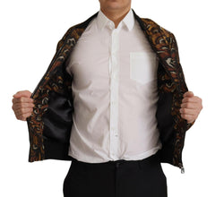 Dolce & Gabbana Brown Feather Full Zip Blouson Jacket -   -  Dolce & Gabbana.