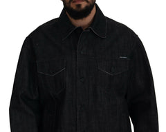 Dolce & Gabbana Black Cotton Full Button Denim Jacket -   -  Dolce & Gabbana.