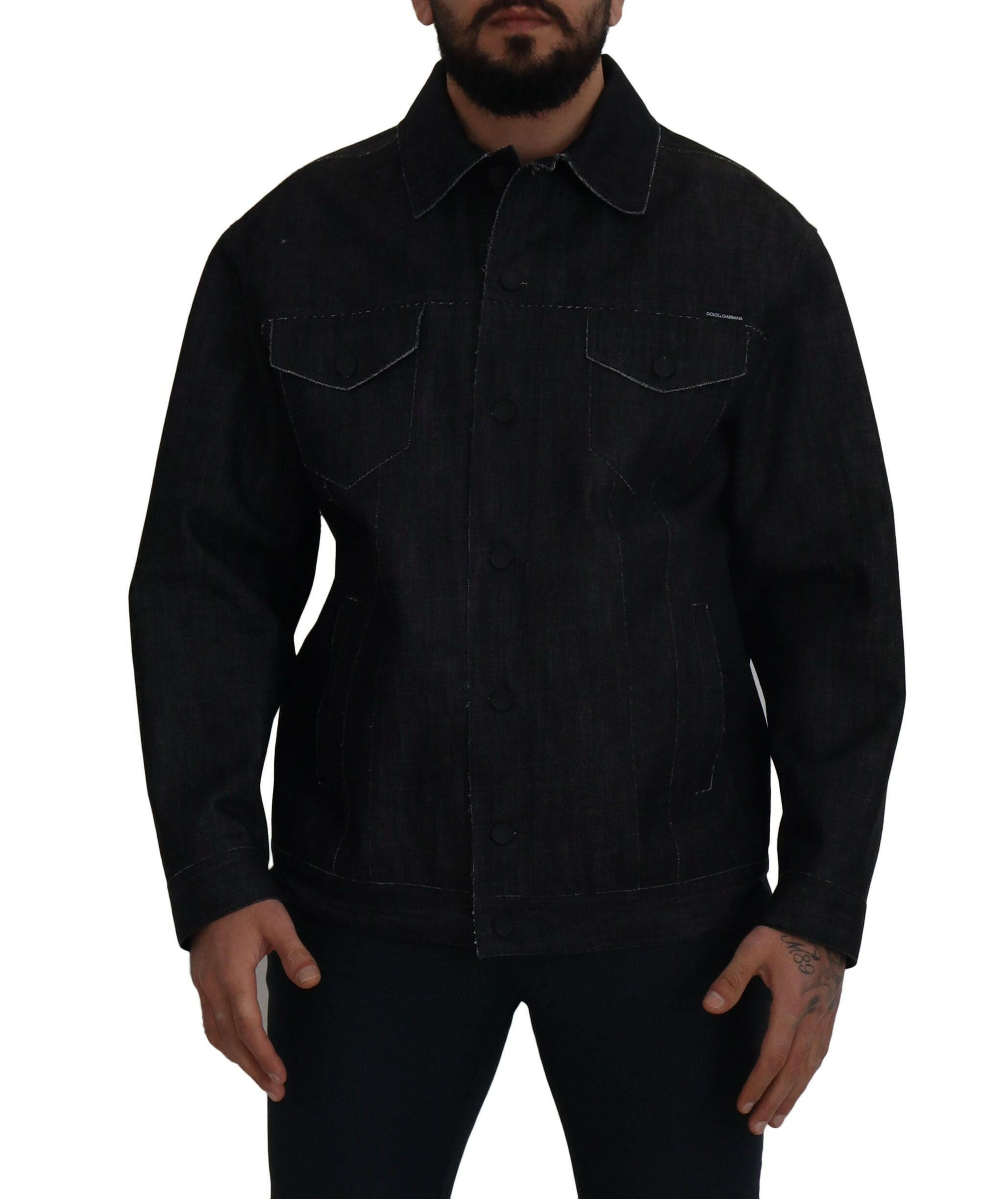 Dolce & Gabbana Black Cotton Full Button Denim Jacket -   -  Dolce & Gabbana. Dolce & Gabbana Black Cotton Full Button Denim Jacket -   -  Dolce & Gabbana.