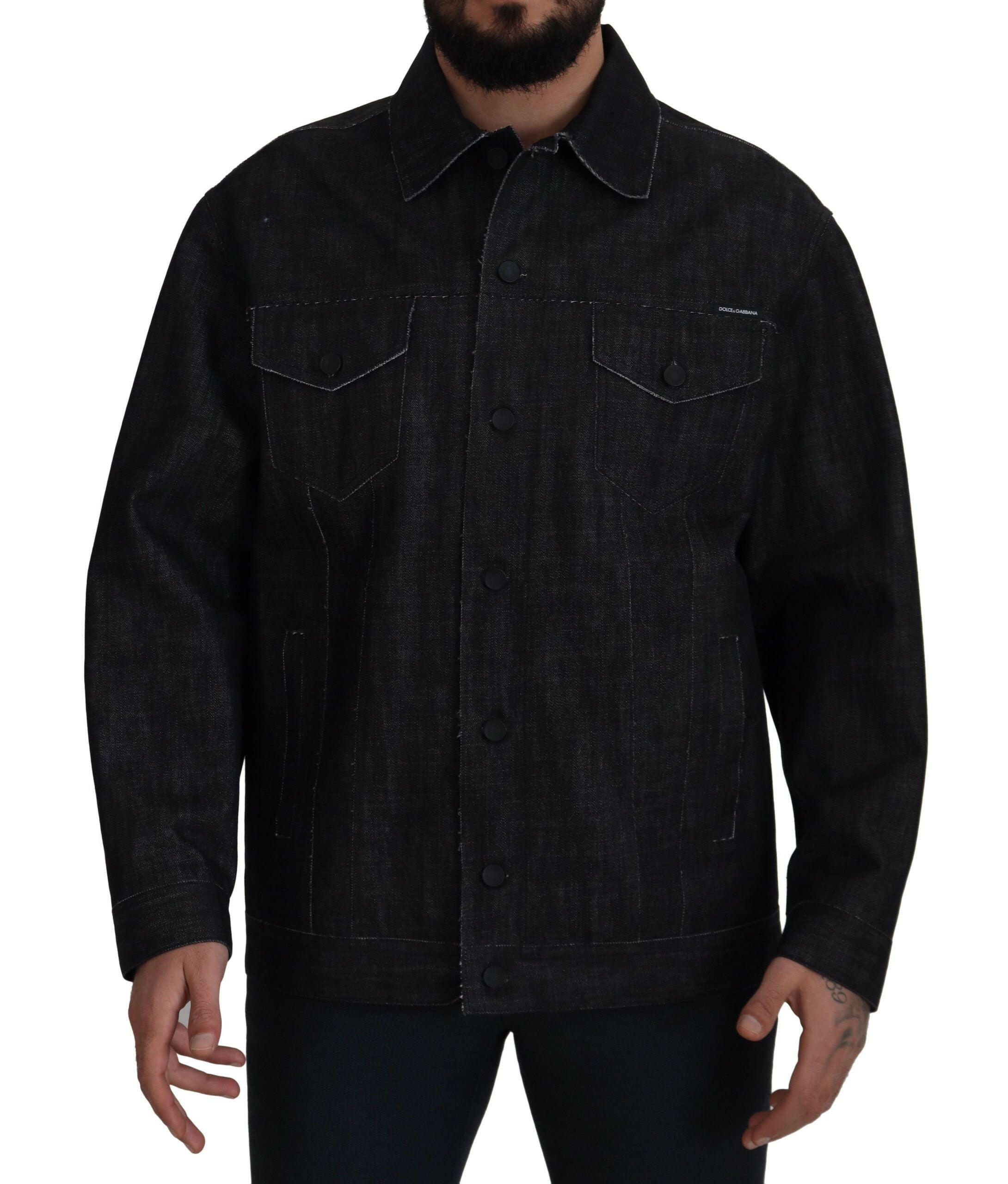 Dolce & Gabbana Black Cotton Full Button Denim Jacket -   -  Dolce & Gabbana.