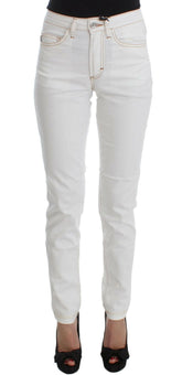 Cavalli White Cotton Blend Slim Fit Jeans -   -  Cavalli.