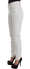 Cavalli White Cotton Blend Slim Fit Jeans -   -  Cavalli.