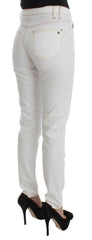 Cavalli White Cotton Blend Slim Fit Jeans -   -  Cavalli.
