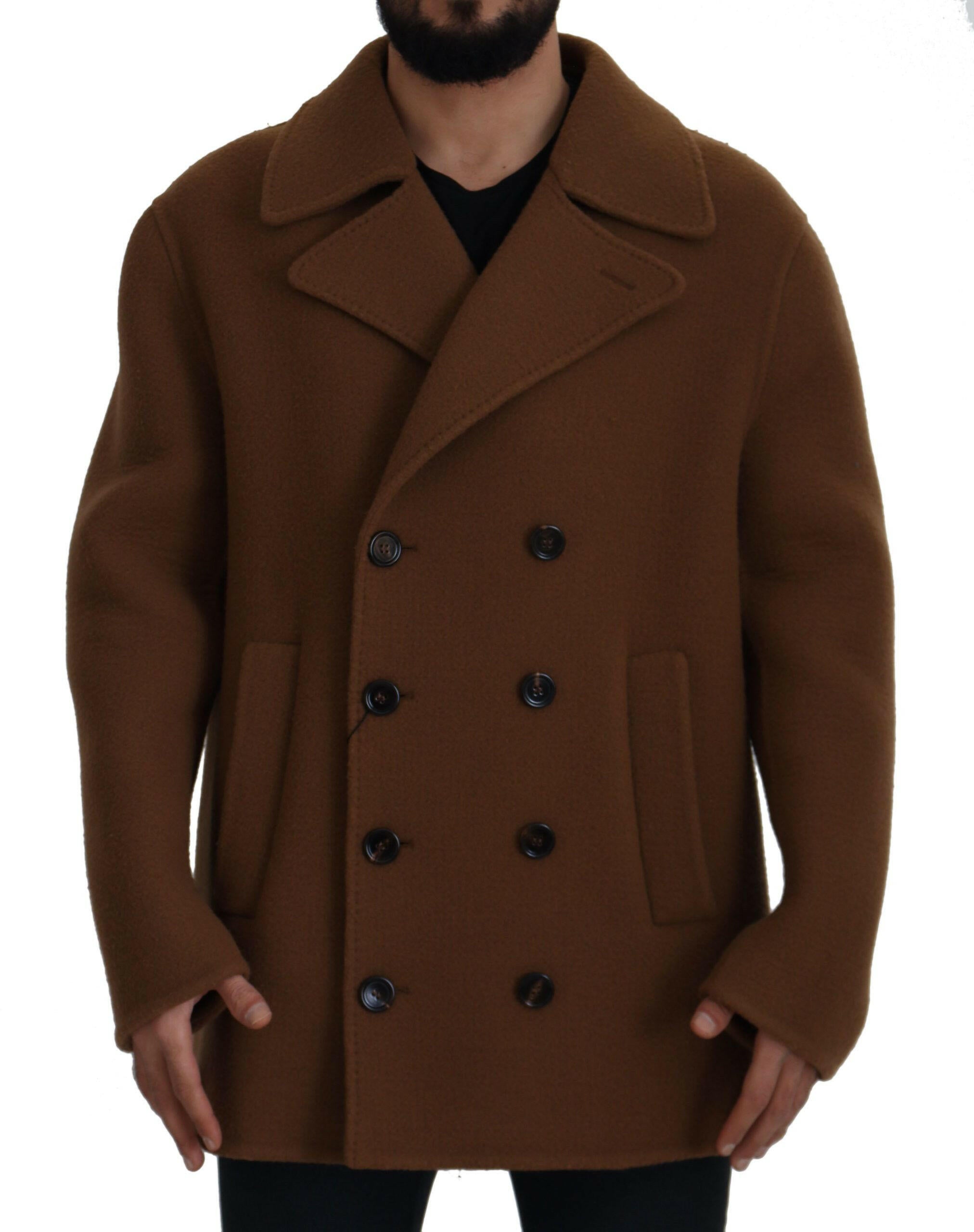 Dolce & Gabbana Brown Nylon Double Breasted Coat Jacket -   -  Dolce & Gabbana.