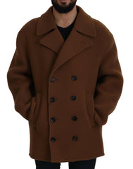 Dolce & Gabbana Brown Nylon Double Breasted Coat Jacket -   -  Dolce & Gabbana.