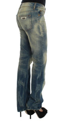 Cavalli Blue Wash Cotton Slim Fit Bootcut Jeans -   -  Cavalli.