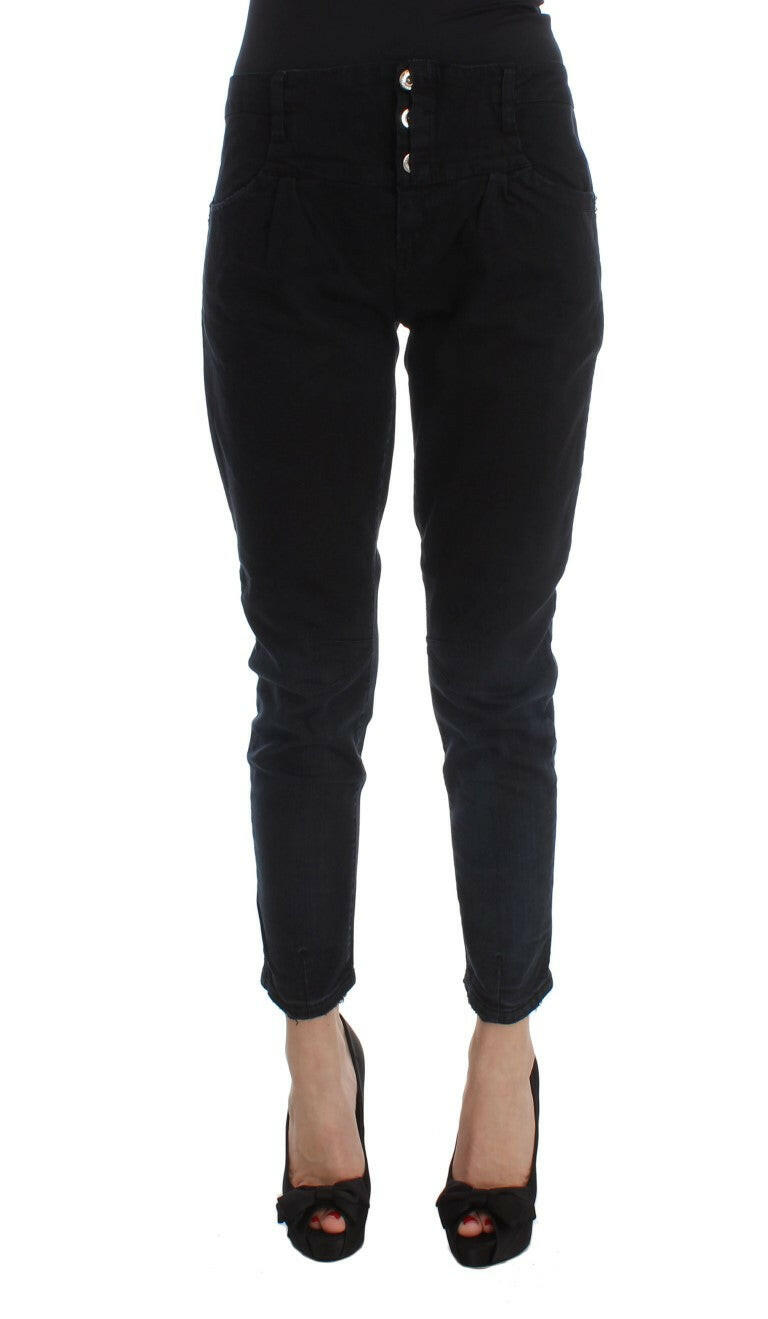 Costume National Black Cotton Slim Fit Cropped Jeans -   -  Costume National.